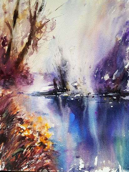 reflejos en el parque fluvial Watercolour Paper Landscaping