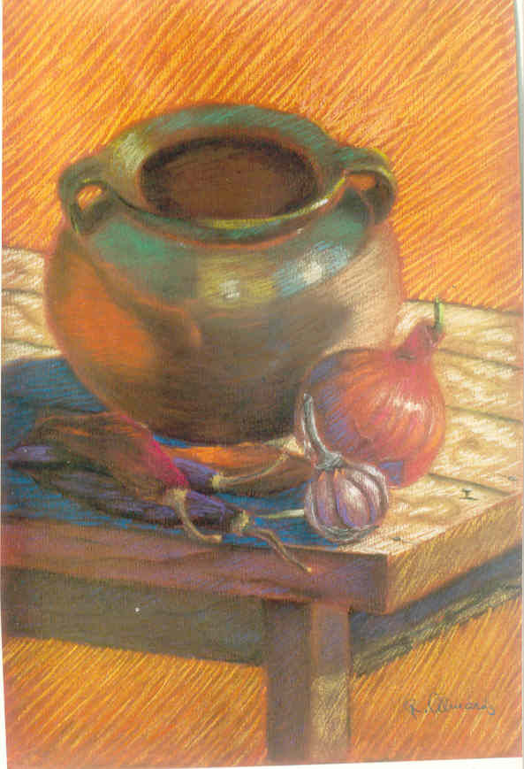 Cantaro, ajos y aji.