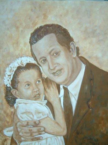 padre e hija Oil Canvas Portrait