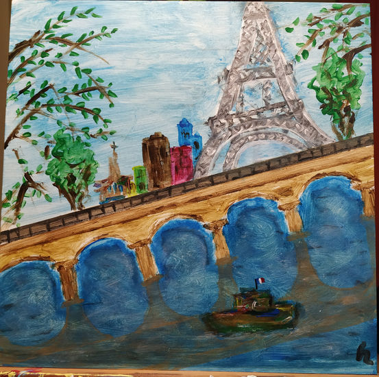 El Sena, Paris Acrylic Canvas Landscaping