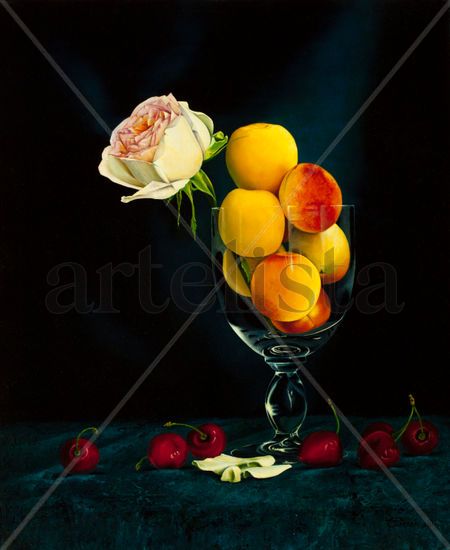 Copa y Rosa Oil Canvas Still Life Paintings