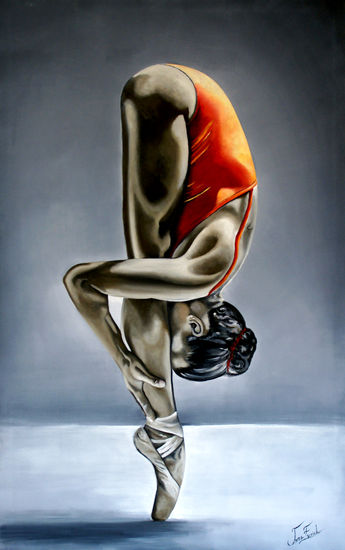 Estirando Oil Canvas Figure Painting