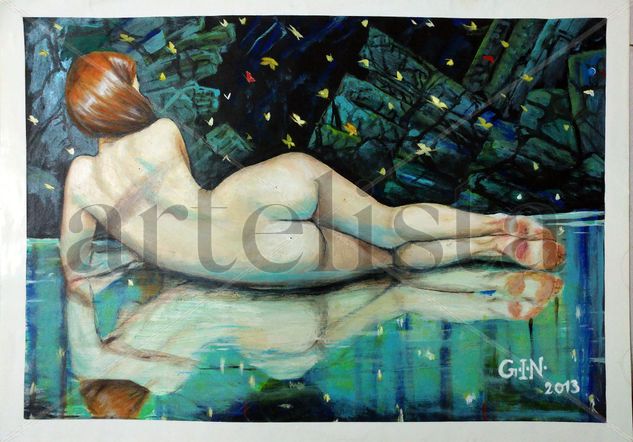 La cueva de las mariposas Acrylic Paper Figure Painting