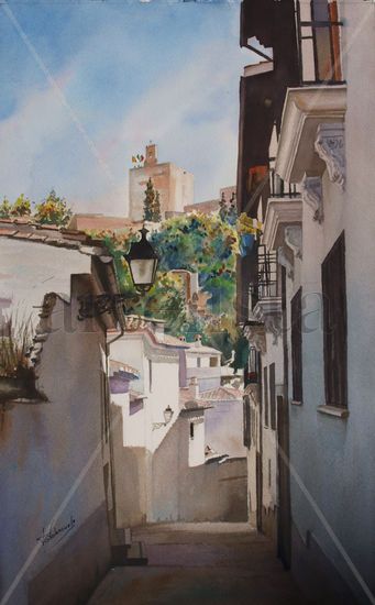 Callejuelas Acuarela Papel Paisaje