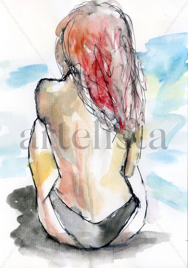 Espalda 012 Watercolour Paper Nude Paintings