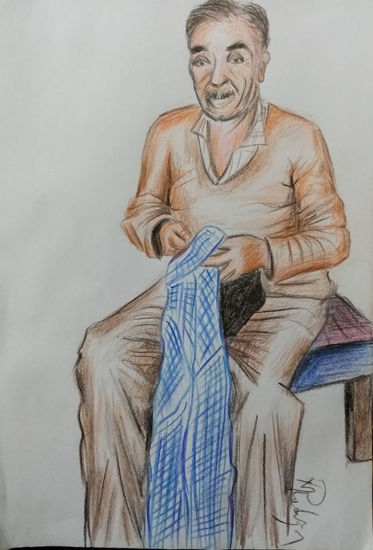 mi abuelo Federico rodriguez, año 2016, constitucion, chile. Pencil (coloured) Paper Portrait