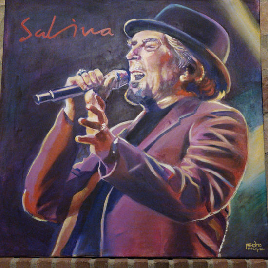 Joaquín Sabina en concierto Oil Canvas Portrait