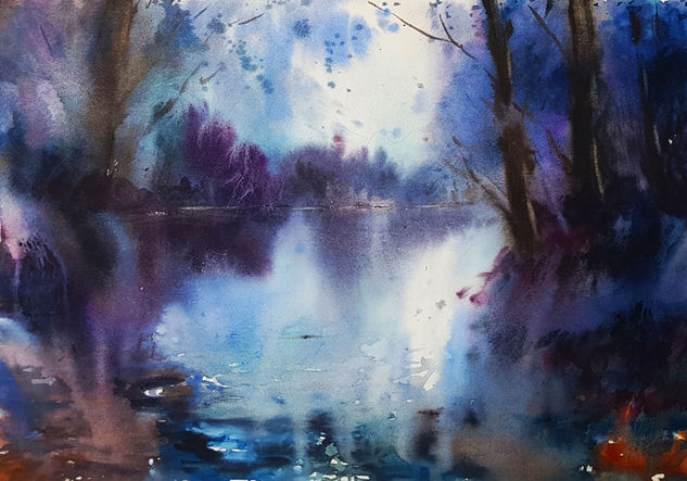 misterio en el rio piles Watercolour Paper Landscaping