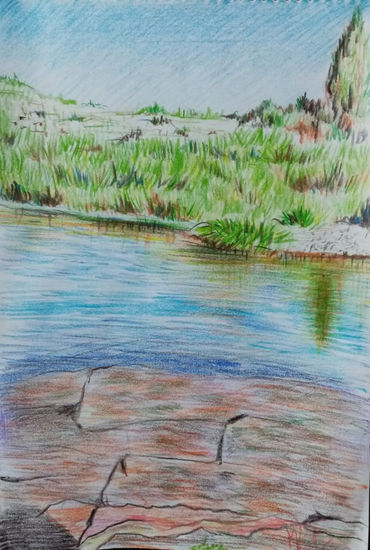 rio del sur, año 2016, constitucion , chile. Pencil (coloured) Paper Landscaping