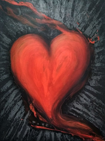 corazon rojo Acrylic Canvas Figure Painting