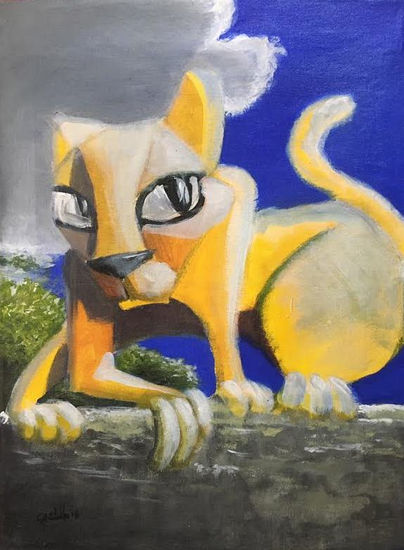 GATO EN TU MURO Acrylic Canvas Animals