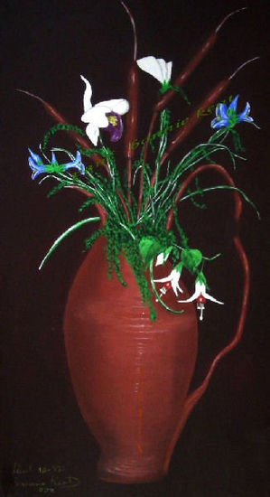 vaso con fiori Oil Canvas Floral Painting