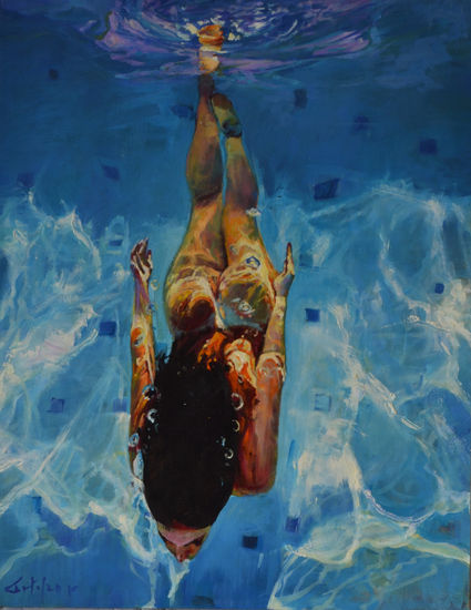 Agua y relax Oil Panel Nude Paintings