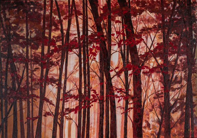 Bosque en rojos Acrylic Canvas Landscaping