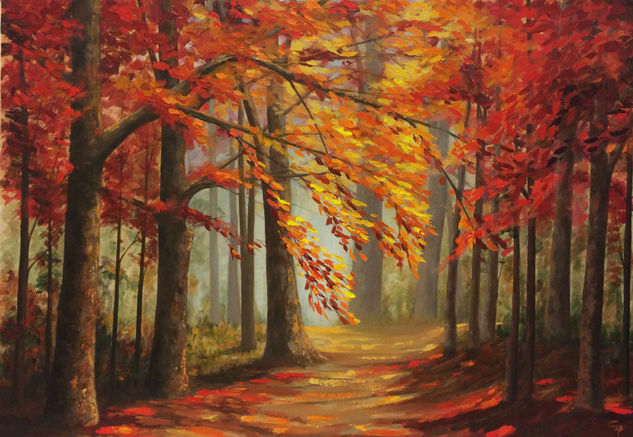 Paseo por el bosque Acrylic Canvas Landscaping