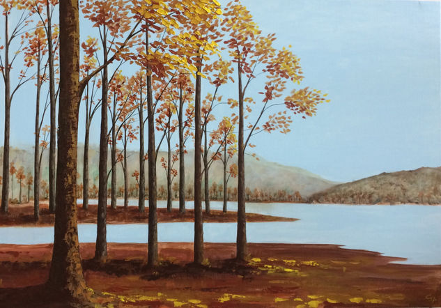 Junto al lago Acrylic Canvas Landscaping