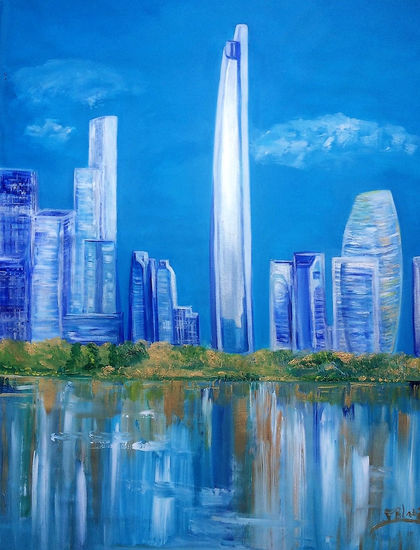 Serie Homenaje a Wuhan. Acrílico Lienzo Paisaje