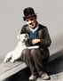 Charles Chaplin con perrito