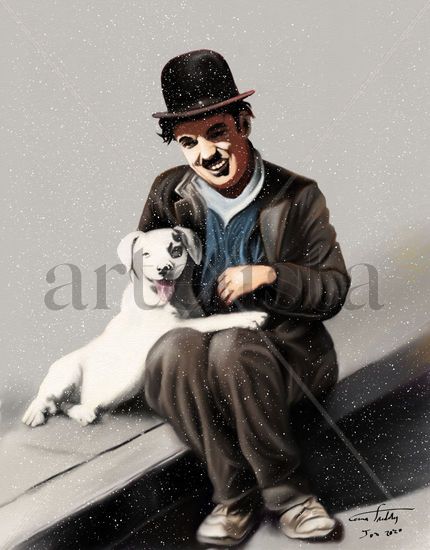 Charles Chaplin con perrito 