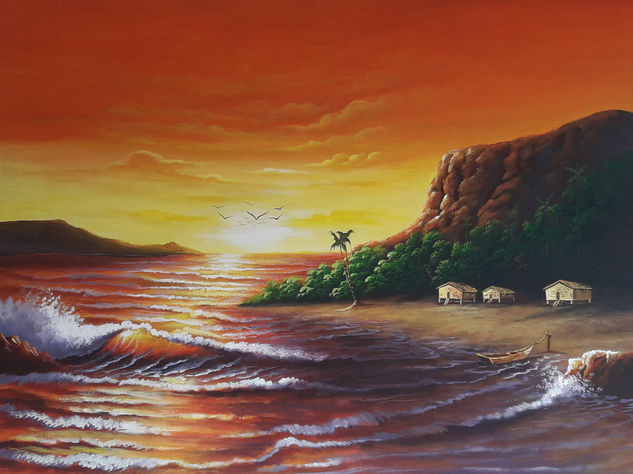 Atardecer Acrylic Canvas Marine Painting