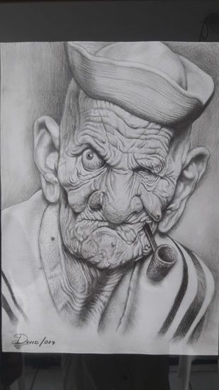 Popeye Graphite Card Portrait