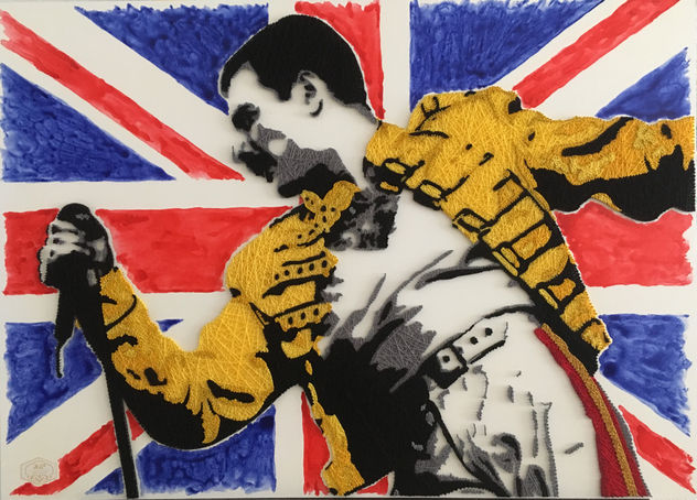 Retrato Freddie Mercury con técnica hilorama