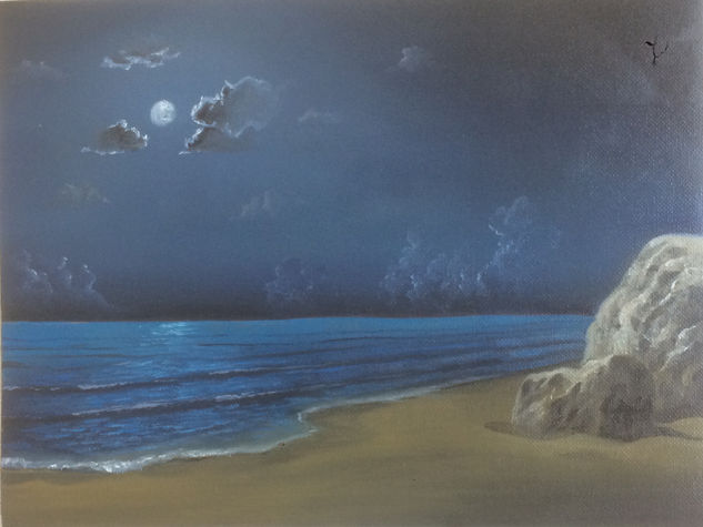 playa de noche Oil Canvas Marine Painting