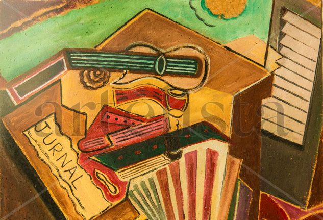 Composicion musical II Oil Others Still Life Paintings