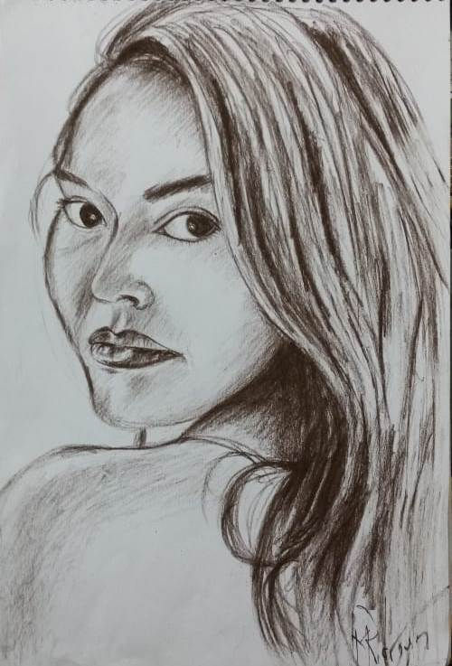 retrato de Nicole ( Patricio Díaz, año 2018,  Constitución Chile