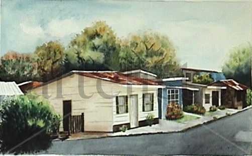 Nicoa houses Watercolour Paper Landscaping