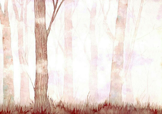 Niebla en acuarela Acuarela Papel Paisaje