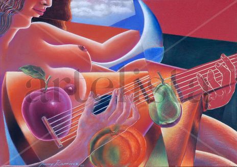 Desnudo con Mandolina