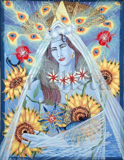 Virgen de los Girasoles Acrylic Canvas Landscaping