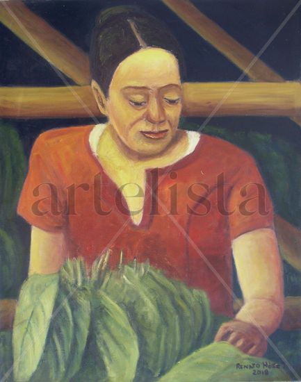 La ensartadora Oil Canvas Portrait