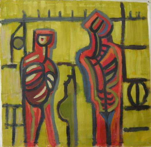 Los Filosofos Mixed media Textile Figure Painting