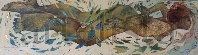 EL LARGO DE LA NADADORA Acrílico Tela Deportes