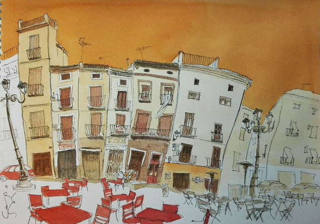 Plaza de Xàtiva Acrílico Papel Paisaje