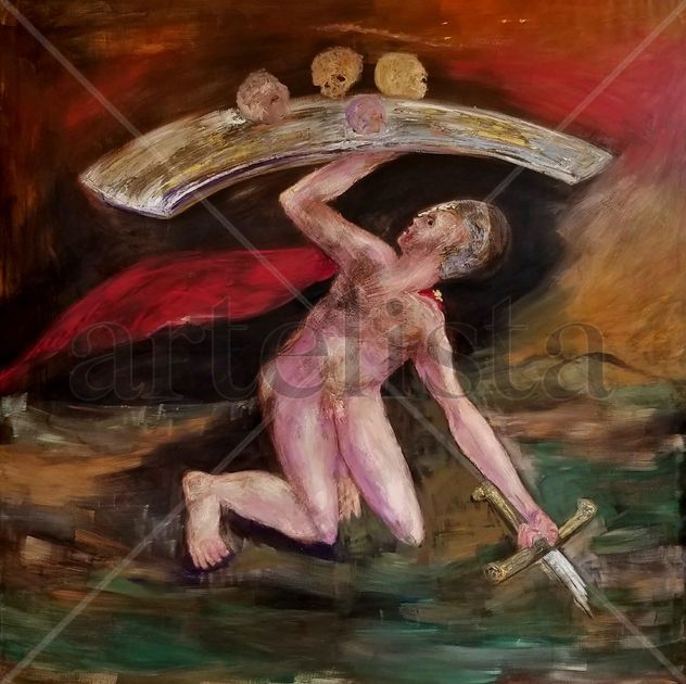 NO DEJARÉ QUE CAIGAN EN LA TIERRA.- 200x200cm