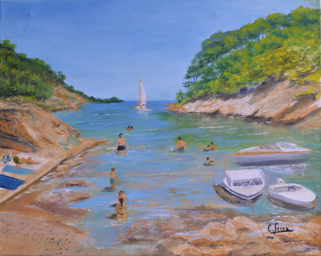 Cala Bona, cerca de Tosa, Girona Oil Canvas Marine Painting