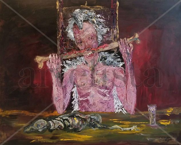 LOBO EXTINTO.- 150x120cm. Oil Canvas Figure Painting