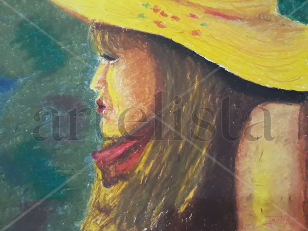 Dama con sombrero Pastel Cartulina Retrato