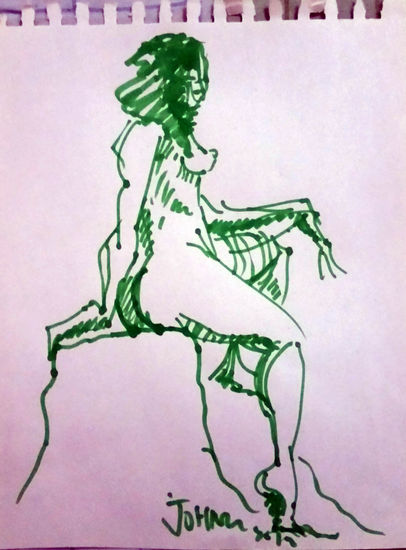 Mujer desnuda sentada Making Pen