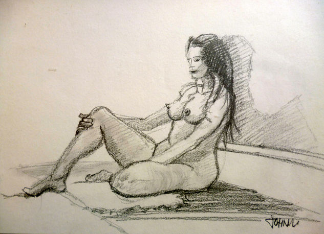 Mujer desnuda pensativa Pencil