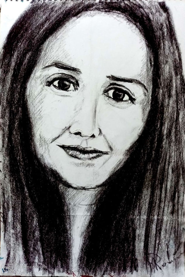 retrato a carboncillo, año 2018, constitucion chile.
