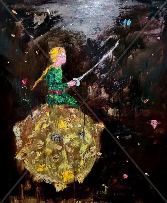DESDE MI PEQUEÑO PLANETA VEO OTRO PARTIRSE EN DOS.- 130x180cm.