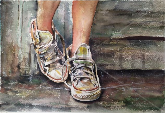 Zapatillas de niño Watercolour Paper Figure Painting