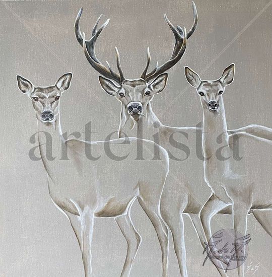 Deers and Doe transparency Óleo Lienzo Animales