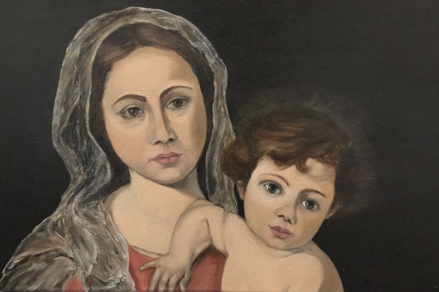 Madonna and child Oil Canvas Figure Painting