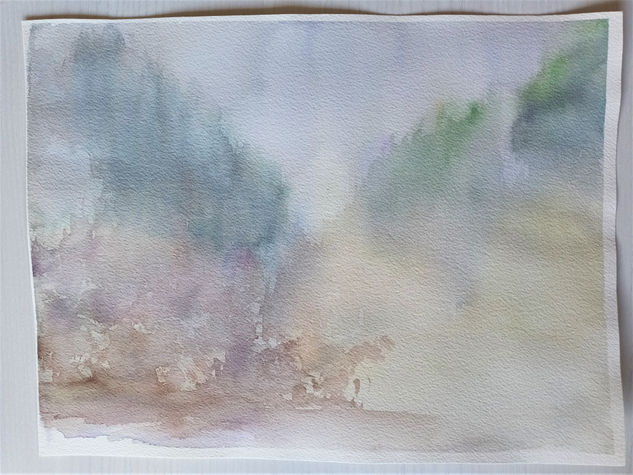 Paisaje invernal en acuarela Acuarela Papel Paisaje
