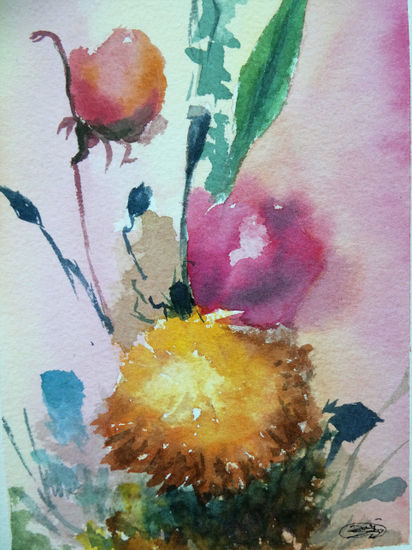 Flores en acuarela Watercolour Paper Floral Painting